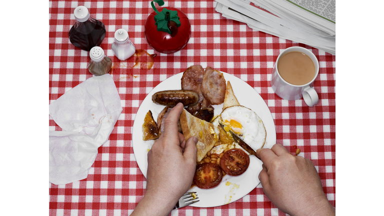 Full English breakfast with tea