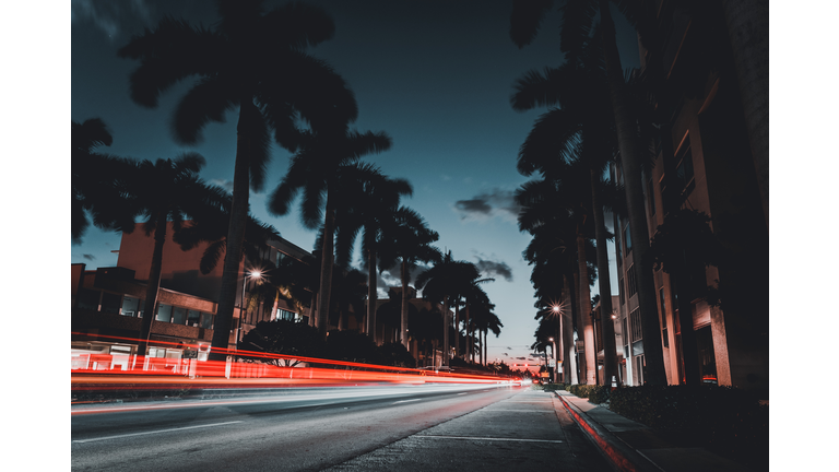 Lanes of Light, Street, Miami, Night