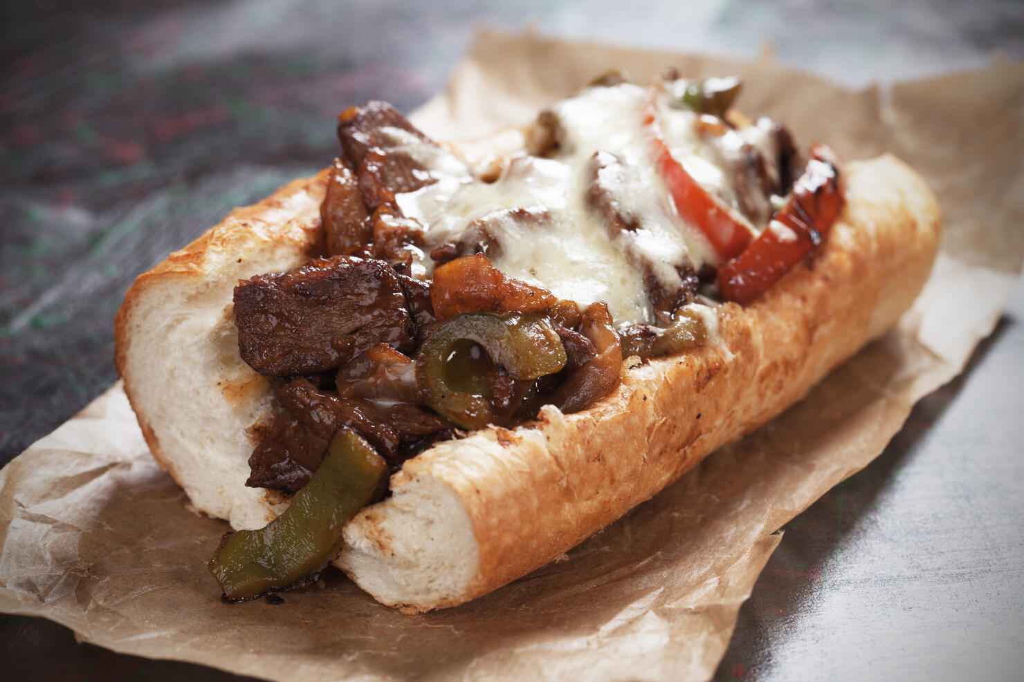 Philly cheese steak sandwich