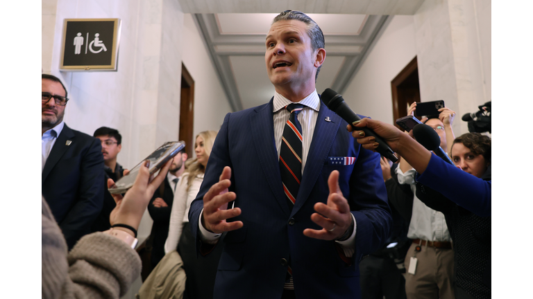 Vice President-Elect JD Vance On Capitol Hill For Lawmaker Meetings With Defense Secretary Nominee Pete Hegseth