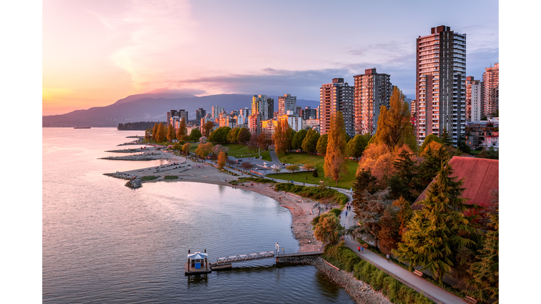 Aquatic Centre Ferry Dock, Vancouver, Skyline, British Columbia, Canada