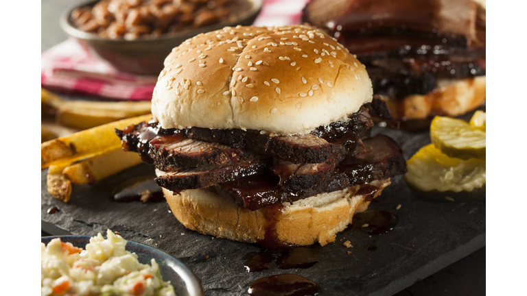 Smoked Barbecue Brisket Sandwich with Coleslaw