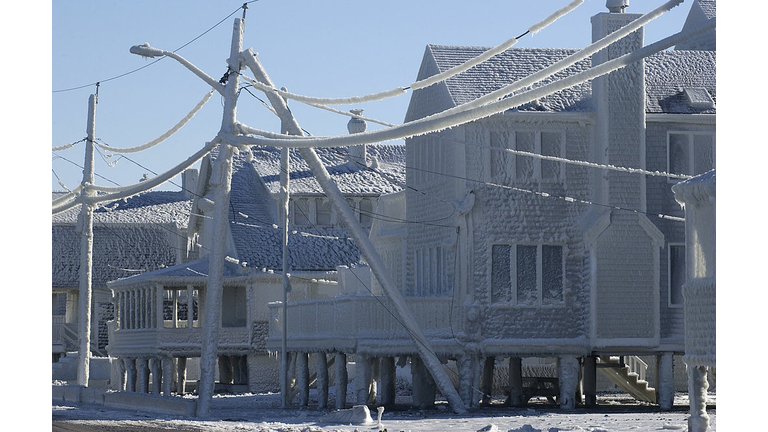 Massachusetts Communitee Covered With Ice From East Coast Storm