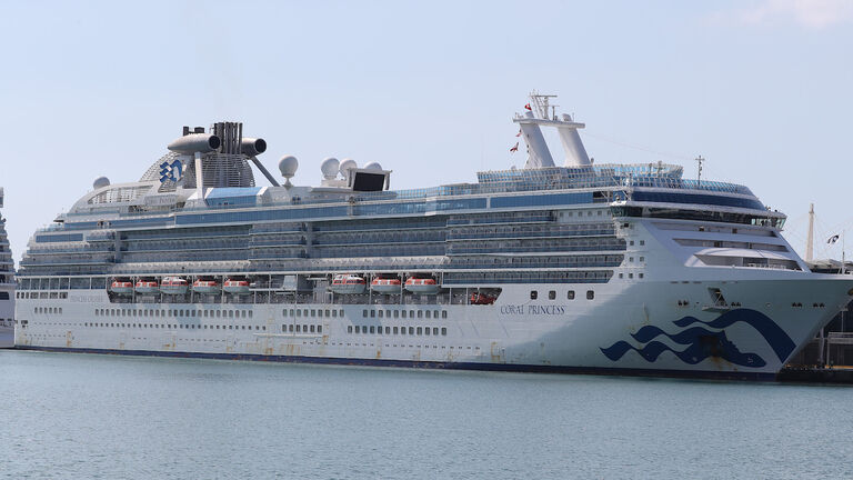 Coral Princess Cruise Ship With Coronavirus Patients On Board Docks In Miami