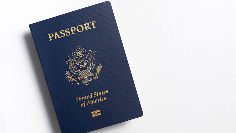Studio shot of US passport