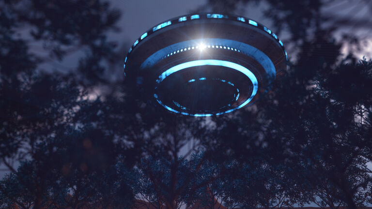 3d render. Unidentified flying object spaceship