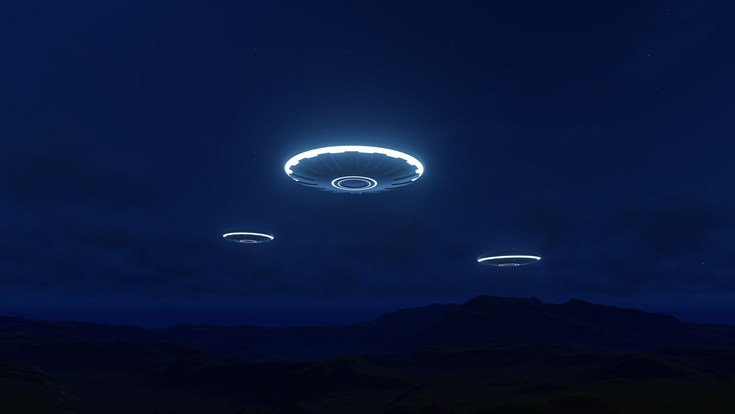 3D UFO over the mountains