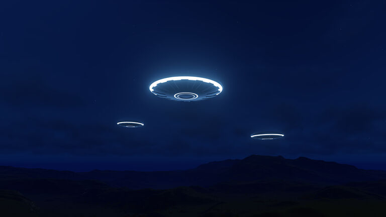 3D UFO over the mountains