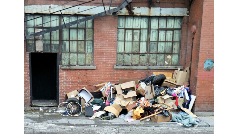Street with full of garbage