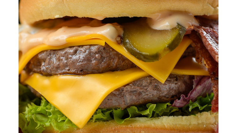 Big and tasty beef burger closeup