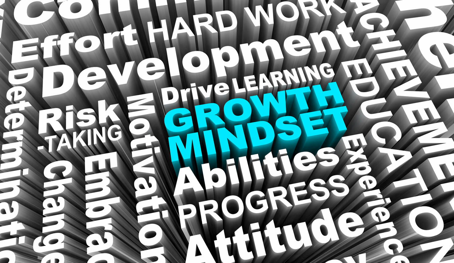 Growth Mindset Learning Improvement Word Collage 3d Illustration