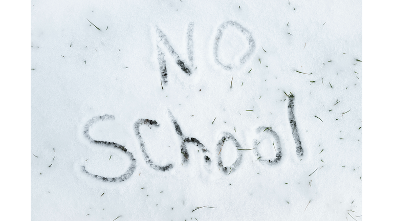 No School text, hand written in fresh fallen snow.