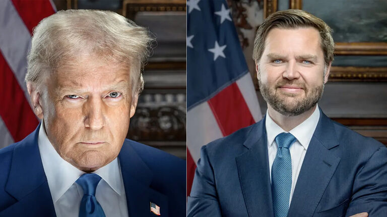 Officials portraits of Donald Trump and JD Vance