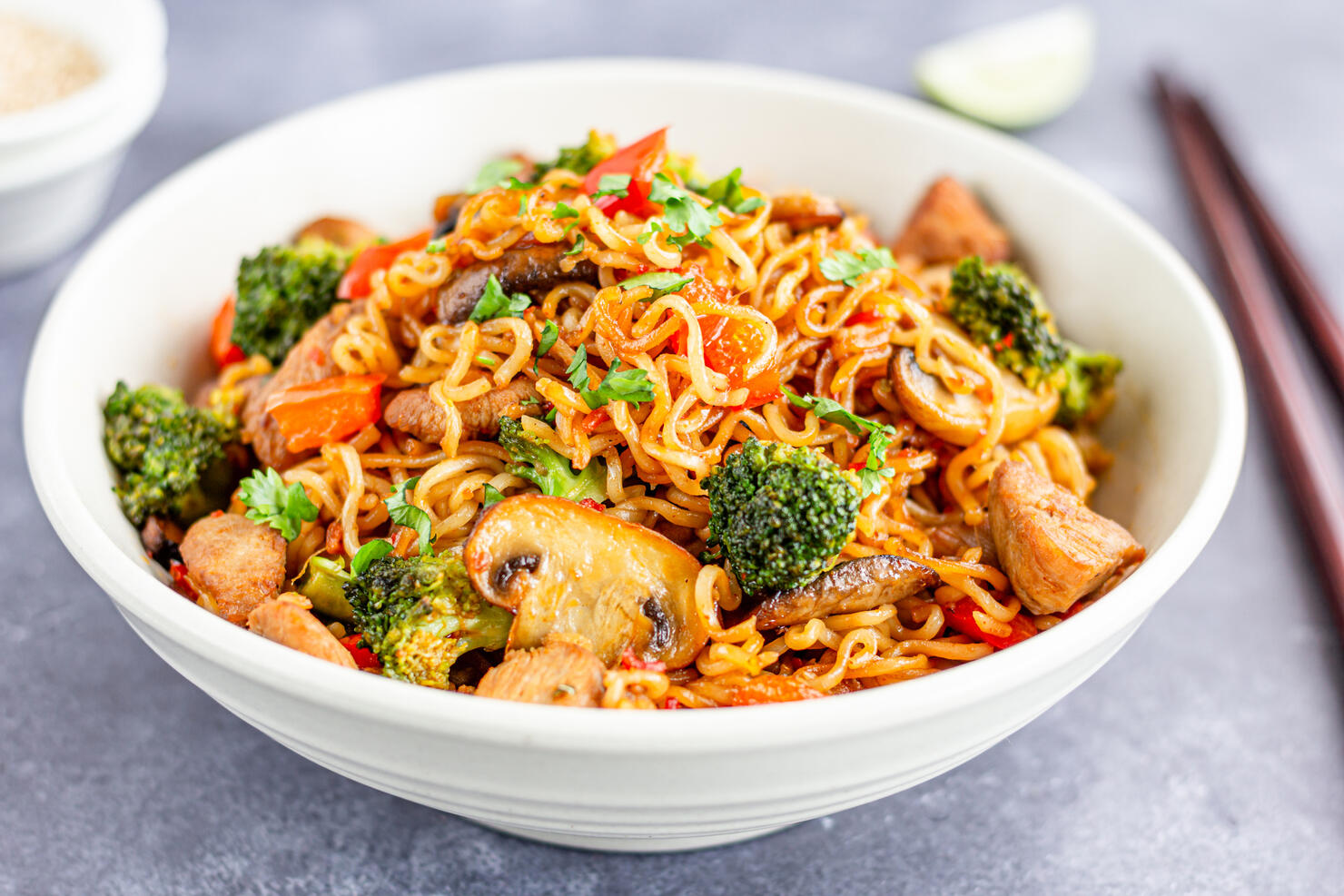 Stir-Fried Noodles Close-Up