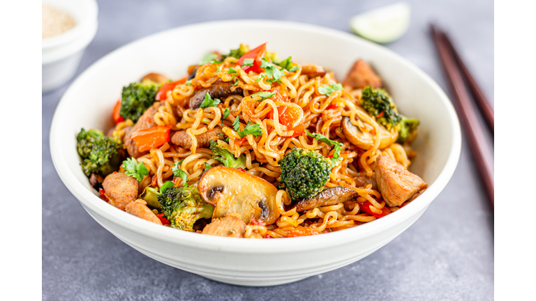 Stir-Fried Noodles Close-Up