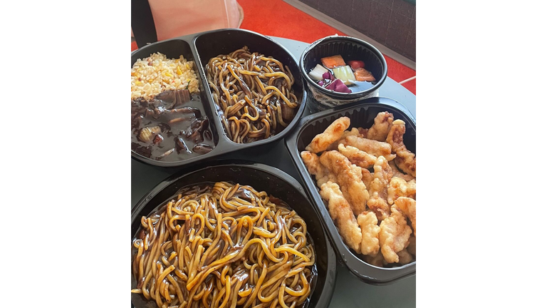 Jajangmyeon, a popular Korean dish featuring thick wheat noodles topped with a rich, savory black bean sauce made from chunjang, diced pork, and vegetables. Hearty and flavorful, it’s a comforting, satisfying meal.