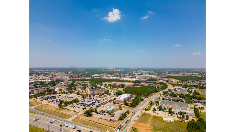 Aerial photo hotels in Denton Texas