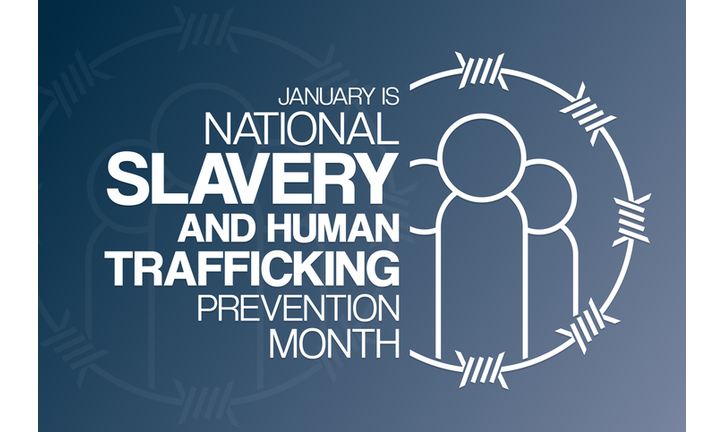 January is National Slavery and Human Trafficking Prevention Month. Vector illustration. Holiday poster.