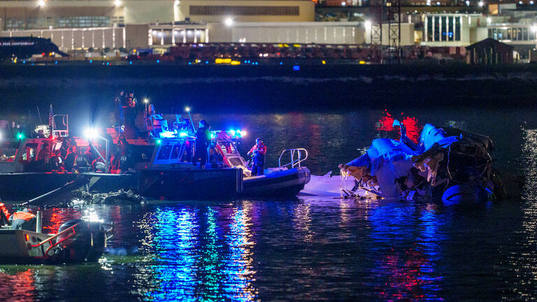 Emergency Crews Respond To Aircraft Crash Near Reagan National Airport