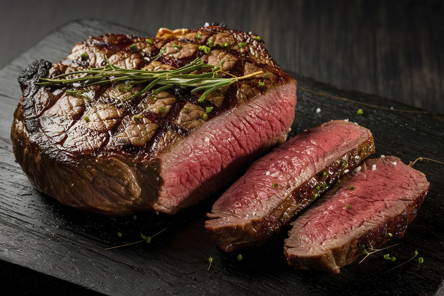 A culinary masterpiece of a succulent grilled steak