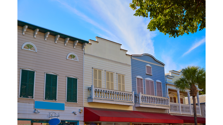 Key west downtown street houses in Florida