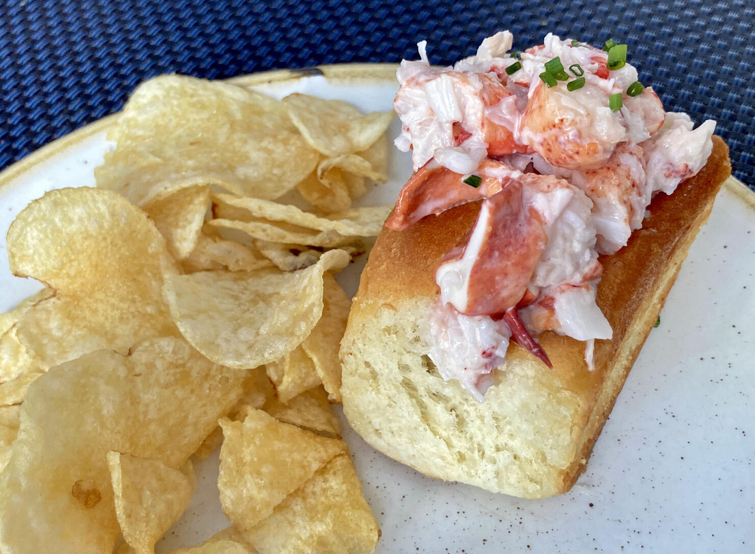 Close-Up of Lobster Roll and Potato Chips
