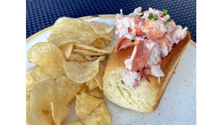 Close-Up of Lobster Roll and Potato Chips