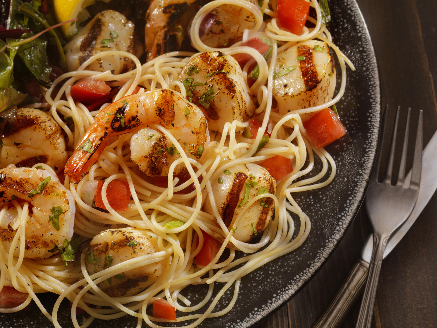 BBQ Shrimp And Scallops with Pasta