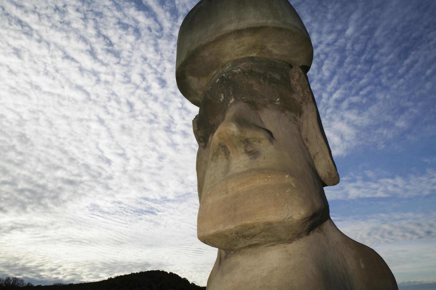 USA, Texas, Kerr County, half scale replica of one of the Moai Statues, Easter Island, Chile