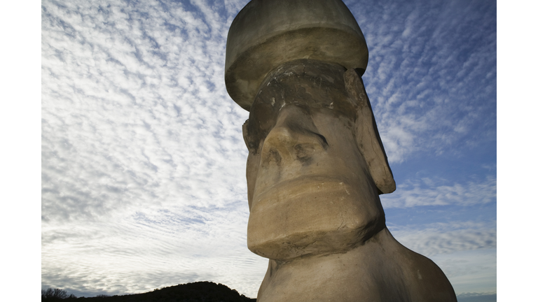 USA, Texas, Kerr County, half scale replica of one of the Moai Statues, Easter Island, Chile