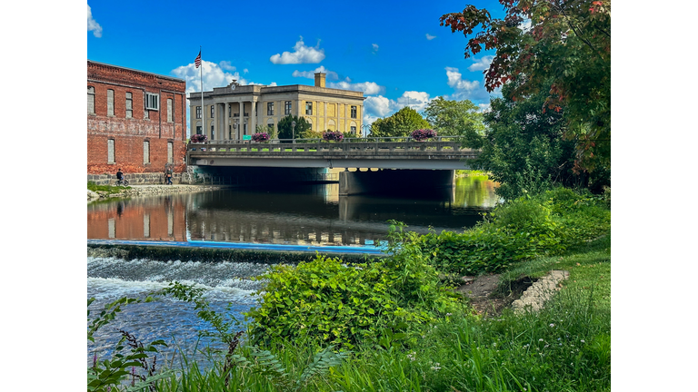 Bridge over Shiawasee River in downtown Owosso, Michigan