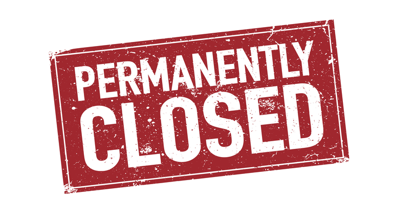 red grungy PERMANENTLY CLOSED sign