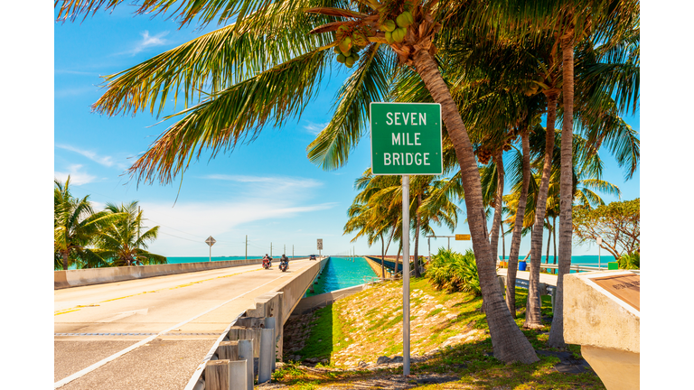Entrance Sign to Seven Mile Bridge Florida Keys USA
