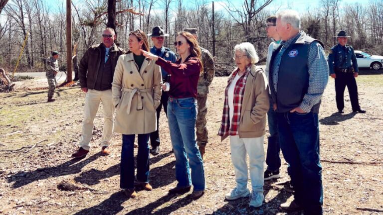 Arkansas Governor Tours Tornado Damage