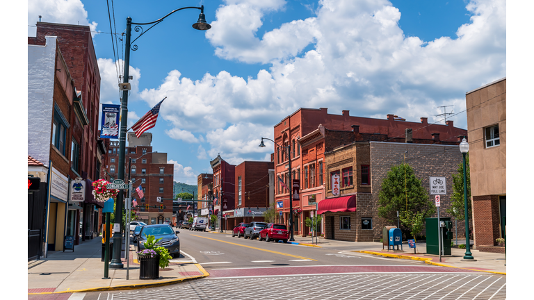 The business district in Bradford, Pennsylvania, USA