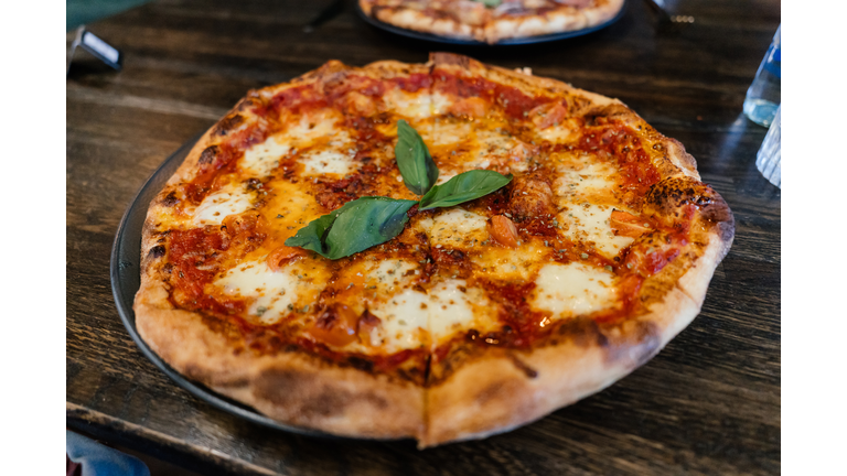 Pizza margherita on a plate