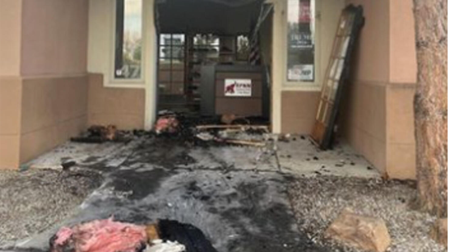 Fire damage at the Republican Party of New Mexico's headquarters