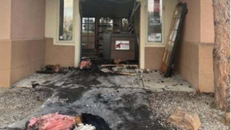 Fire damage at the Republican Party of New Mexico's headquarters