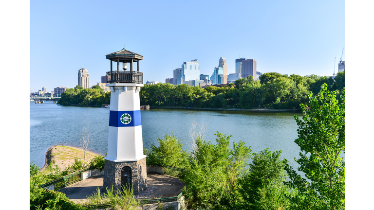 Minneapolis Boom Island Lighthouse and Skyline