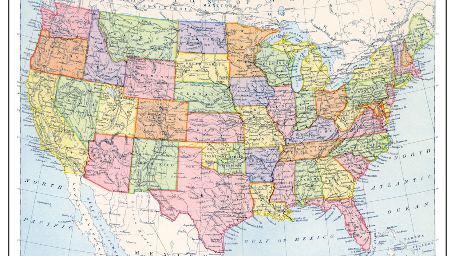 Old map of United States