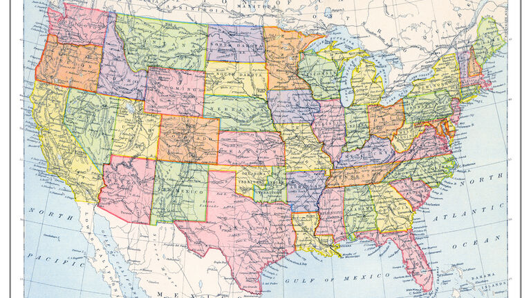 Old map of United States