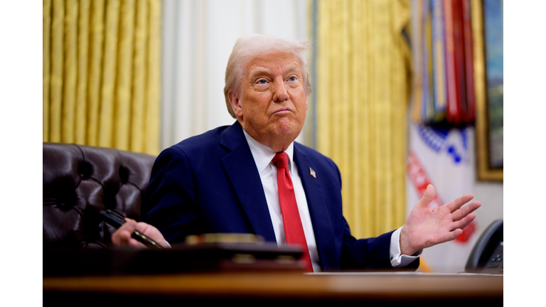 President Trump Signs Executive Orders In The Oval Office