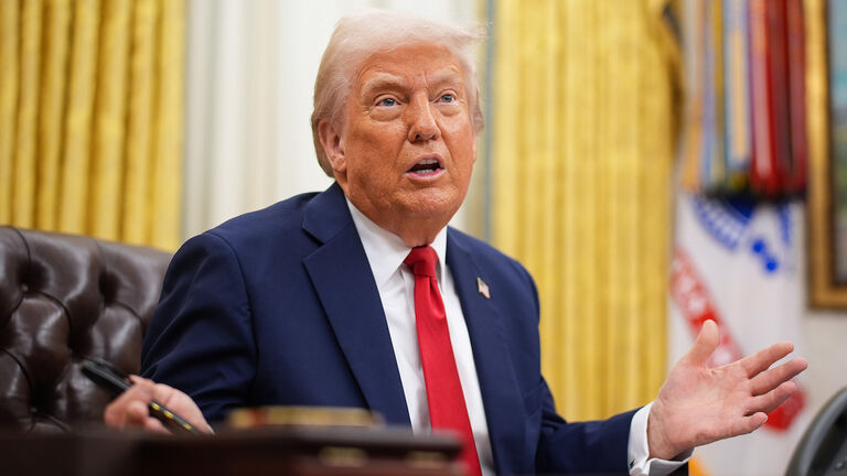 President Trump Signs Executive Orders In The Oval Office