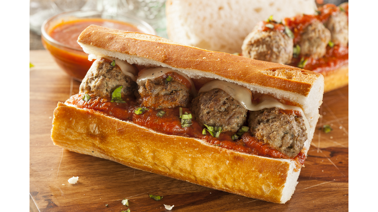 Hot and Homemade Spicy Meatball Sub Sandwich