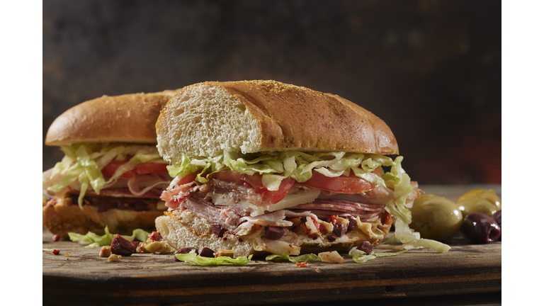 Muffuletta, Italian Sandwich with Olive , Roasted Peppers and Artichoke Spread