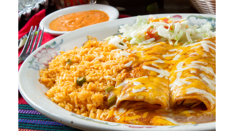 Cheesy Enchiladas in a Mexican Restaurant