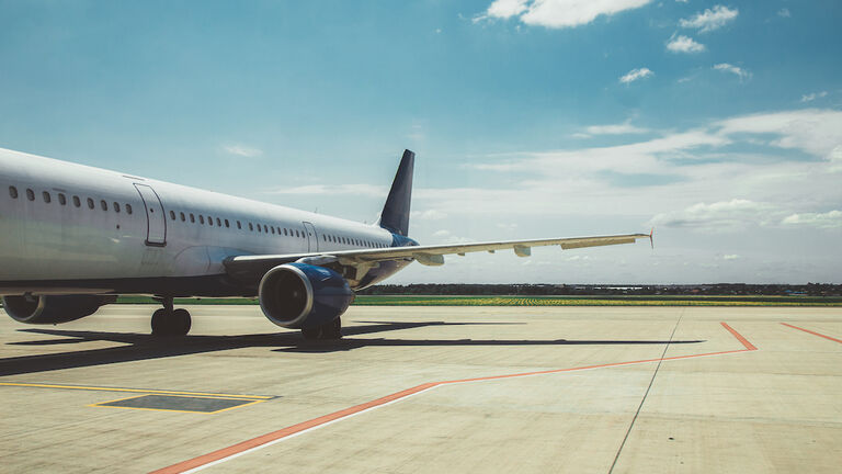 Airplane parked on the airfield