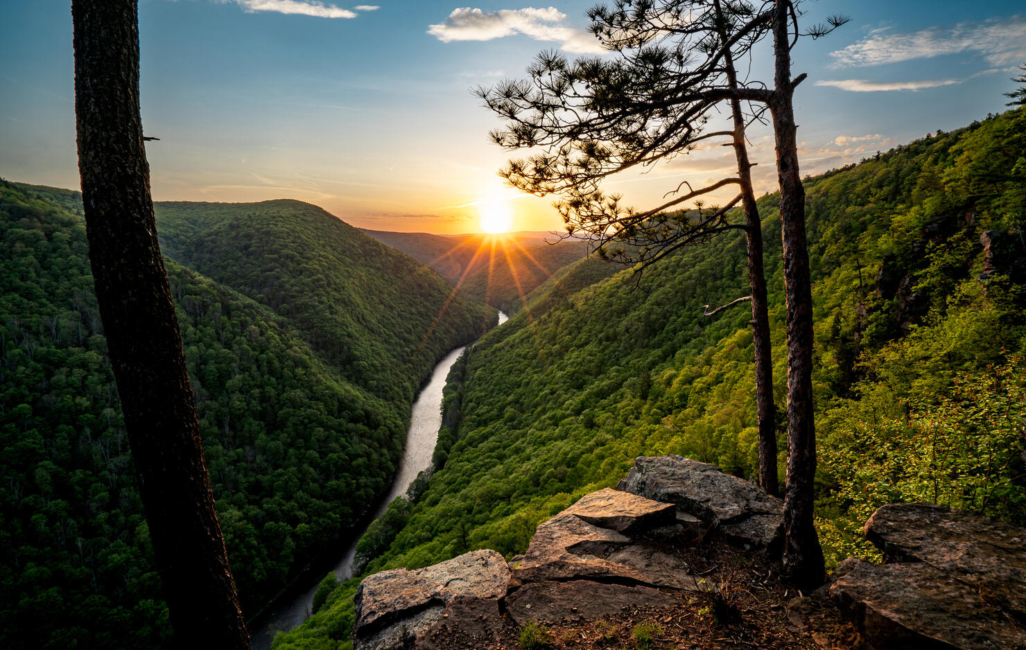 Scenic view of mountains against sky during sunset,Watson,Pennsylvania,United States,USA