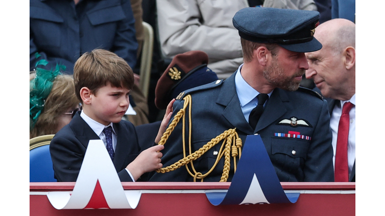The Royal Family Watch Military Procession To Mark The 80th Anniversary Of VE Day