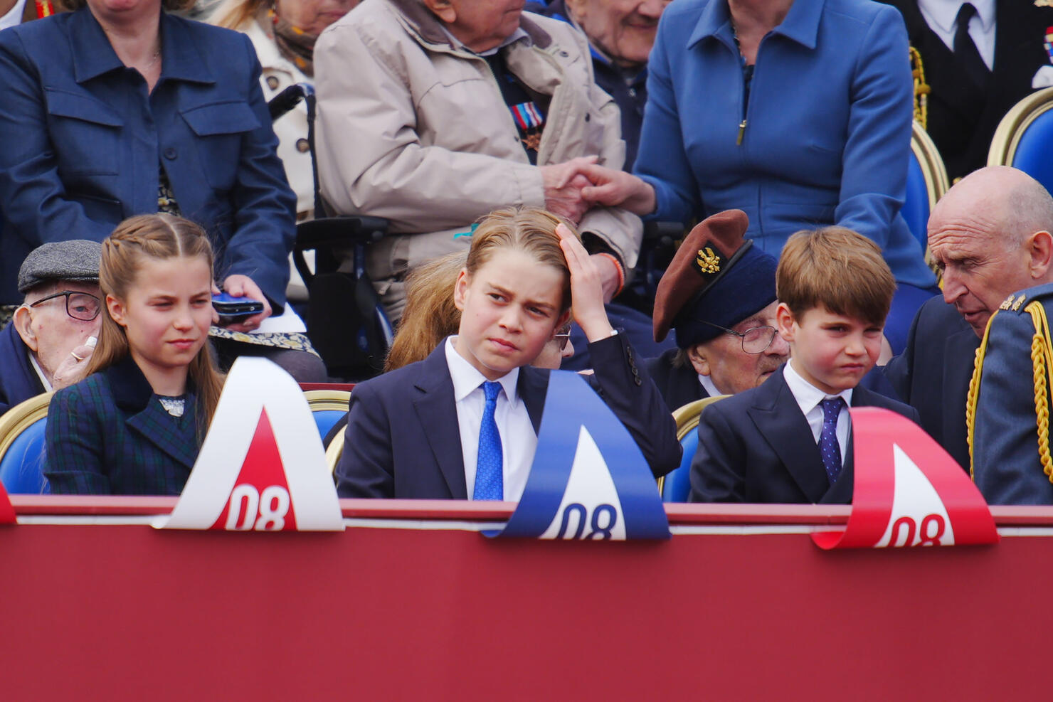The Royal Family Watch Military Procession To Mark The 80th Anniversary Of VE Day